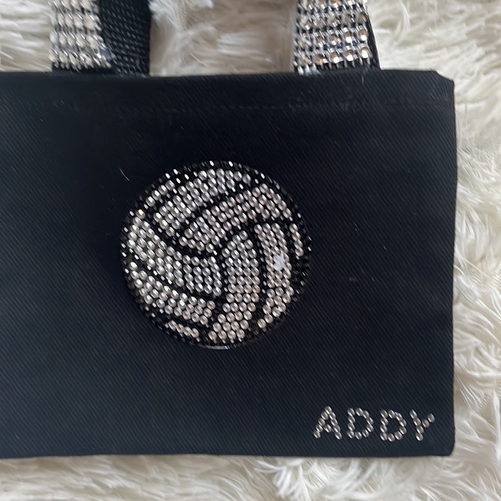 Custom designed black canvas Mini Glam Tote with embellished handles - Picture 2 of 6